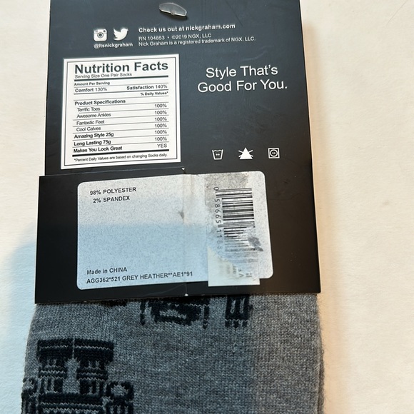 NWT Nick Graham Heather Grey Robotics Modern Crew Socks - Picture 3 of 3